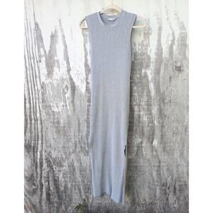 FRAME Denim Heather Grey Ribbed Knit Stretch Midi Women's Small MinimalistLuxe